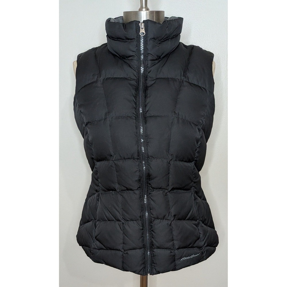 Eddie Bauer Women 650 Down Fill Quilted Vest Sz Small Mock Neck Zip Front